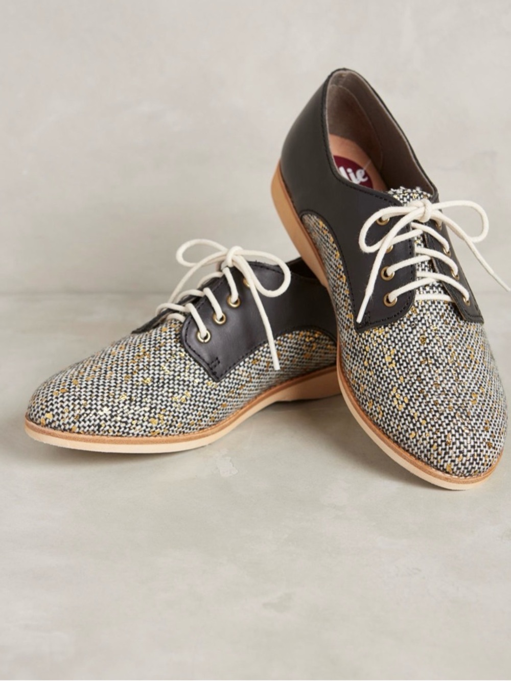 Rollie Nation Derby Lace-Up Shoes Size 41 | Black Leather & Tweed